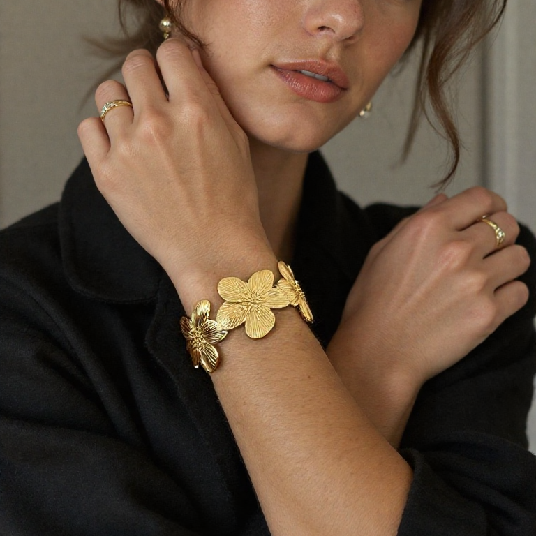 Iris Floral Cuff Bracelet