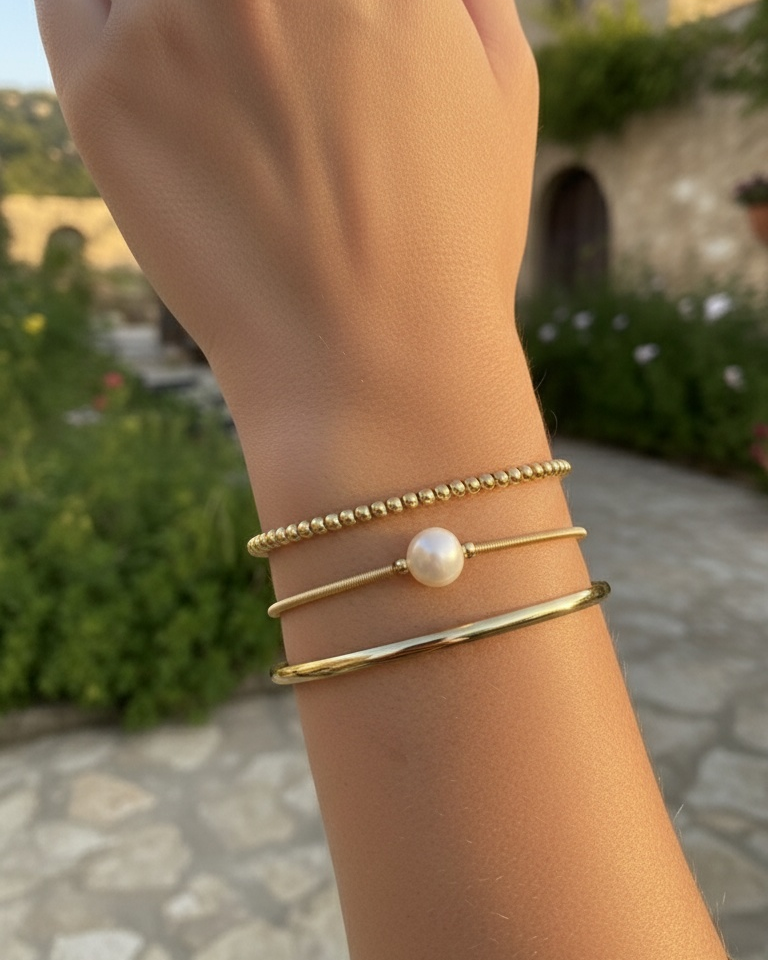 Pearl Bangle Stack Set