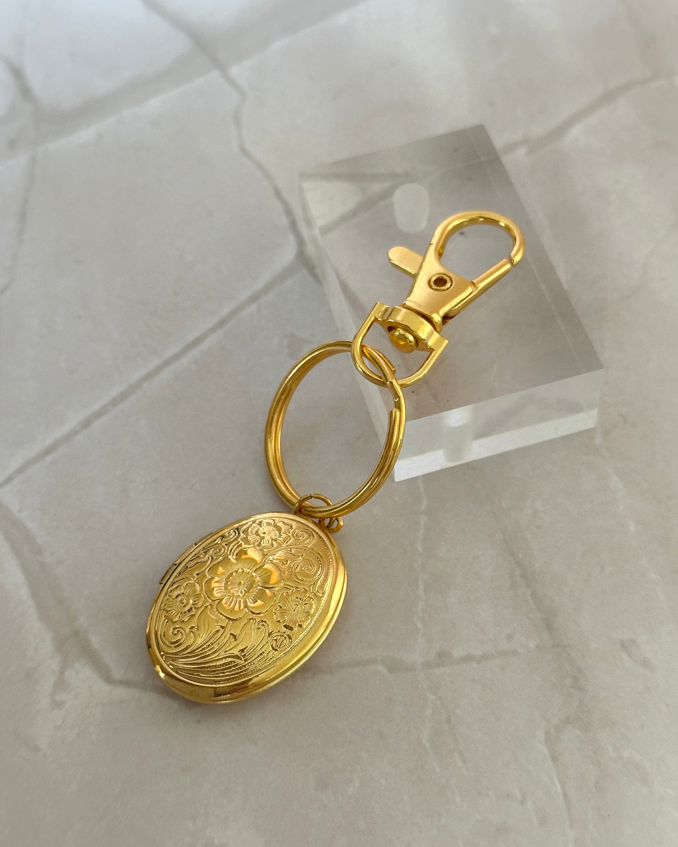 Floral Locket Bag Charm Key Chain