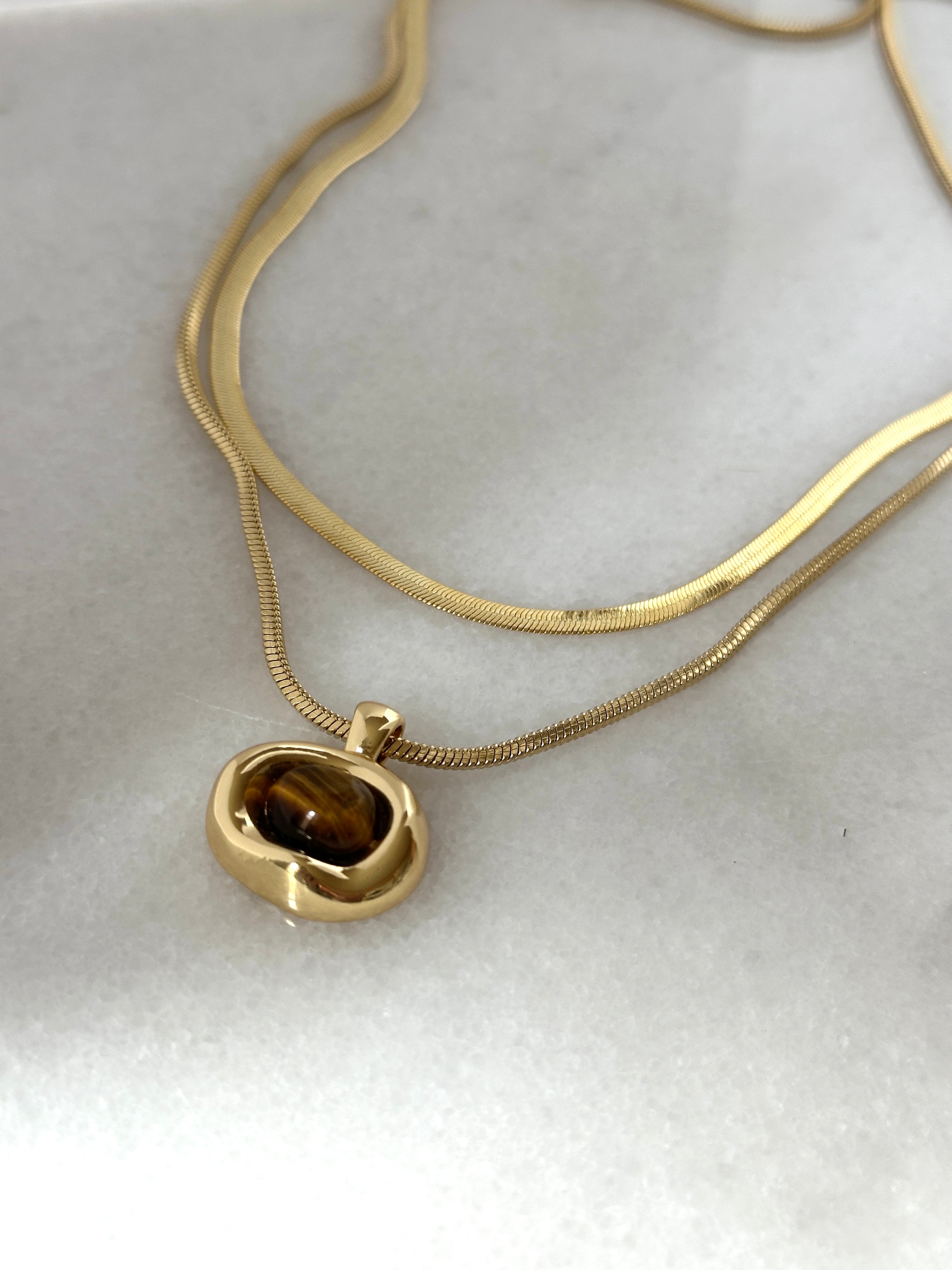 Molten Stone Pendant Necklace – Tiger’s Eye