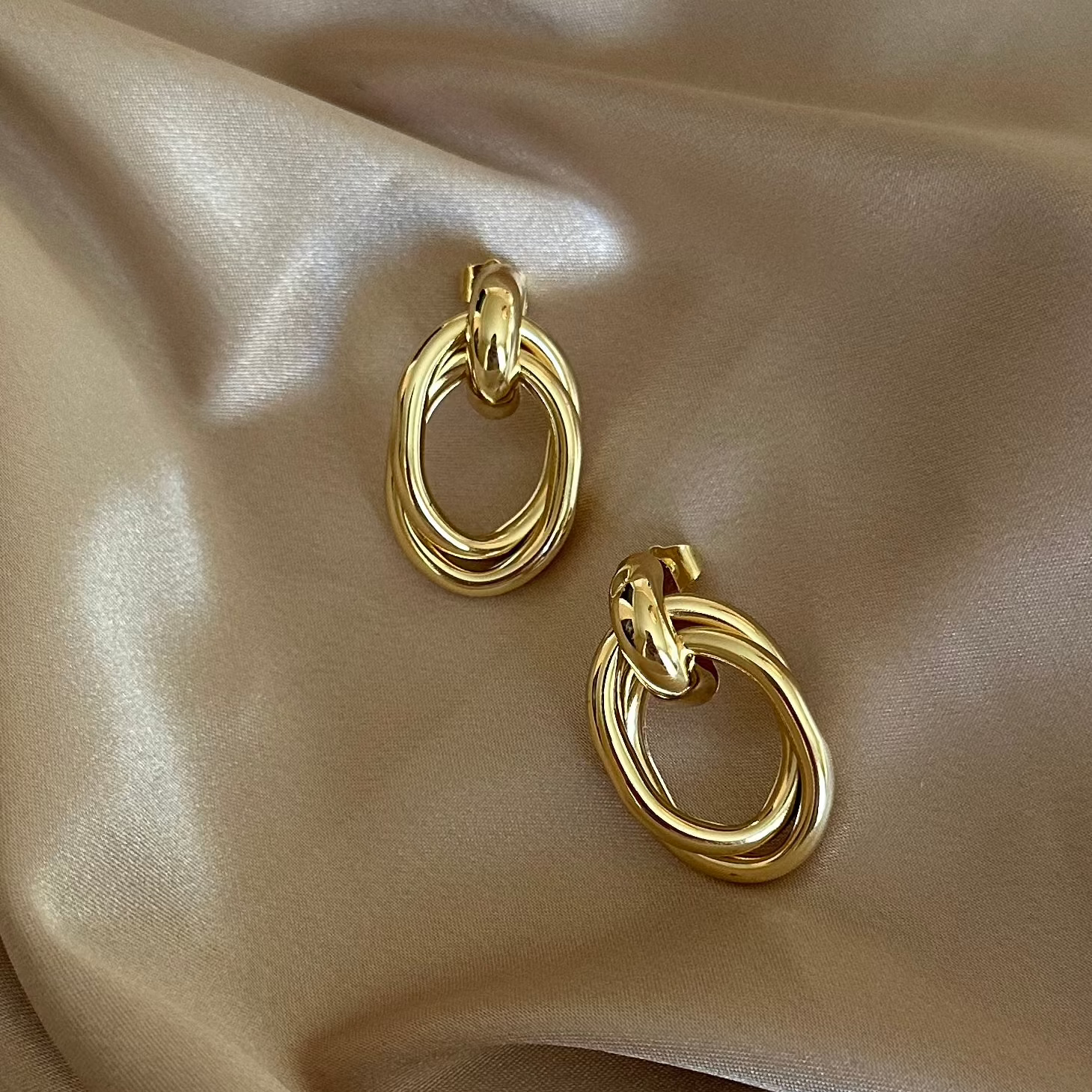 Oval Twist Statement Earrings