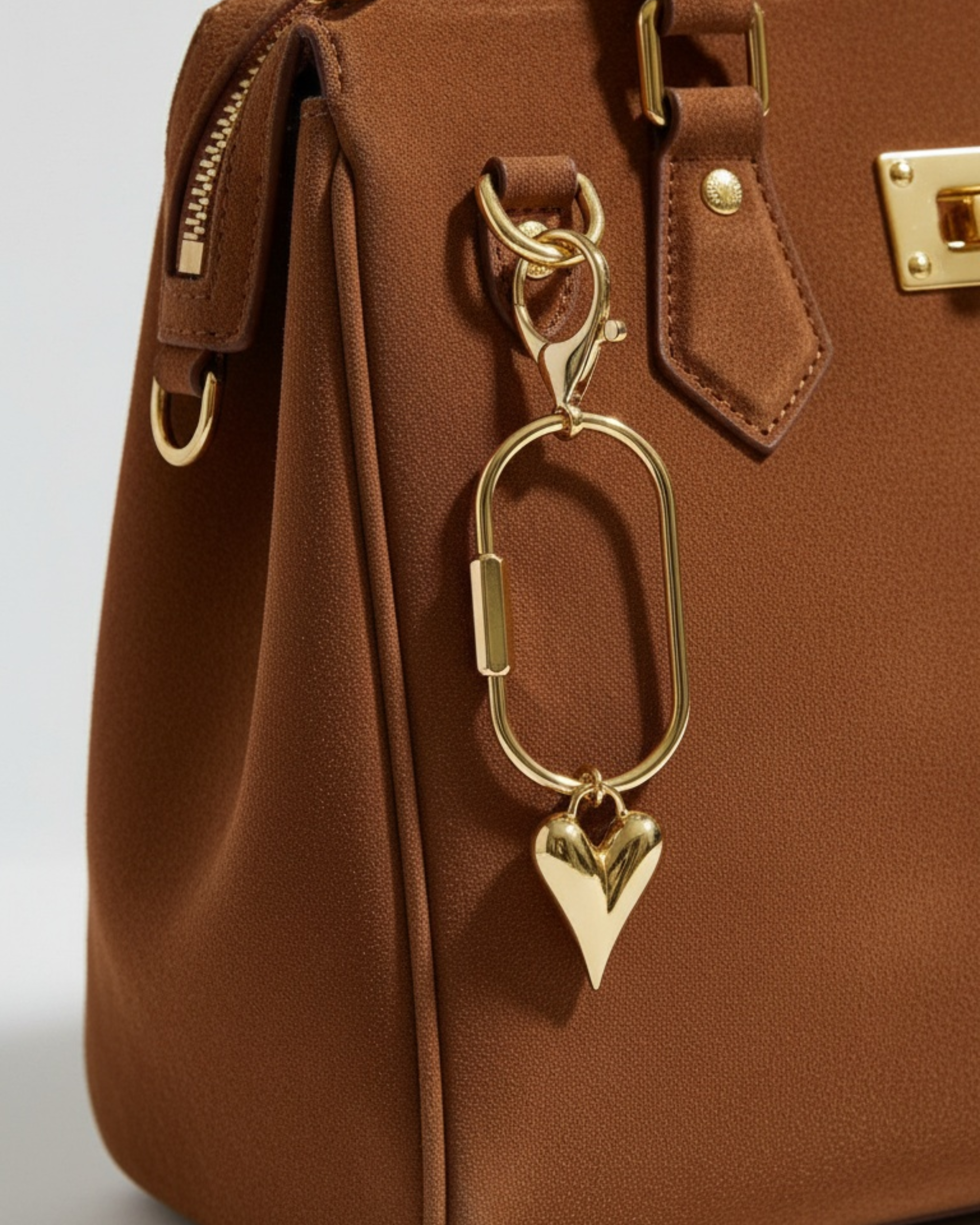 Puffy Heart Bag Charm Gold