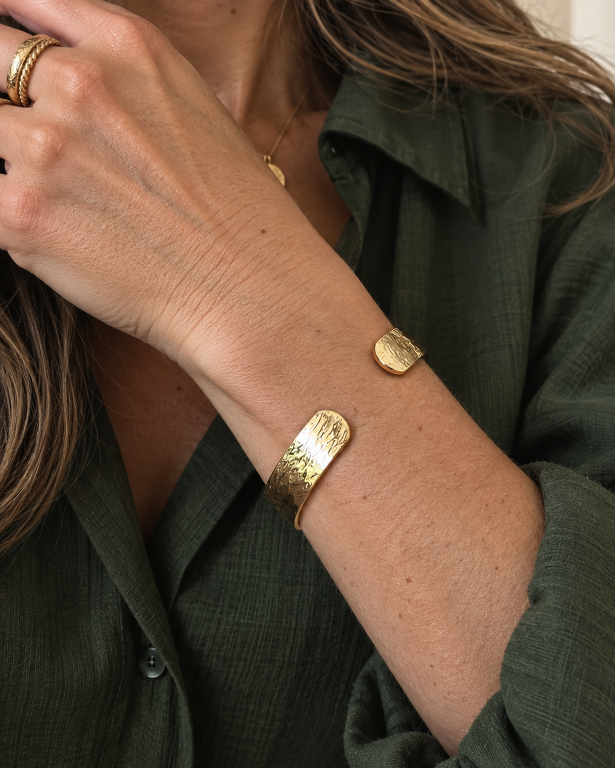 Bold Hammered Cuff Bracelet