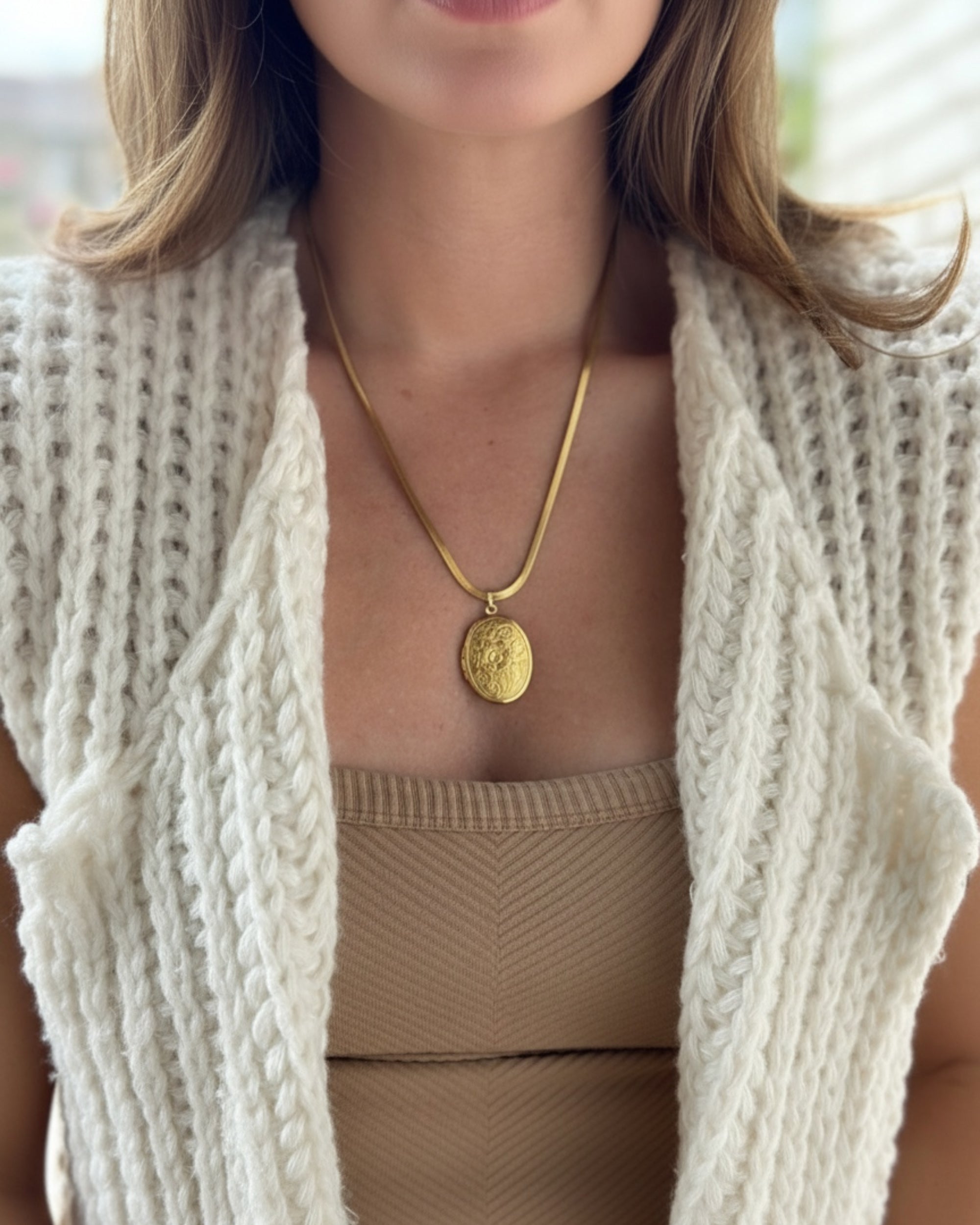 Oval Floral Locket Necklace