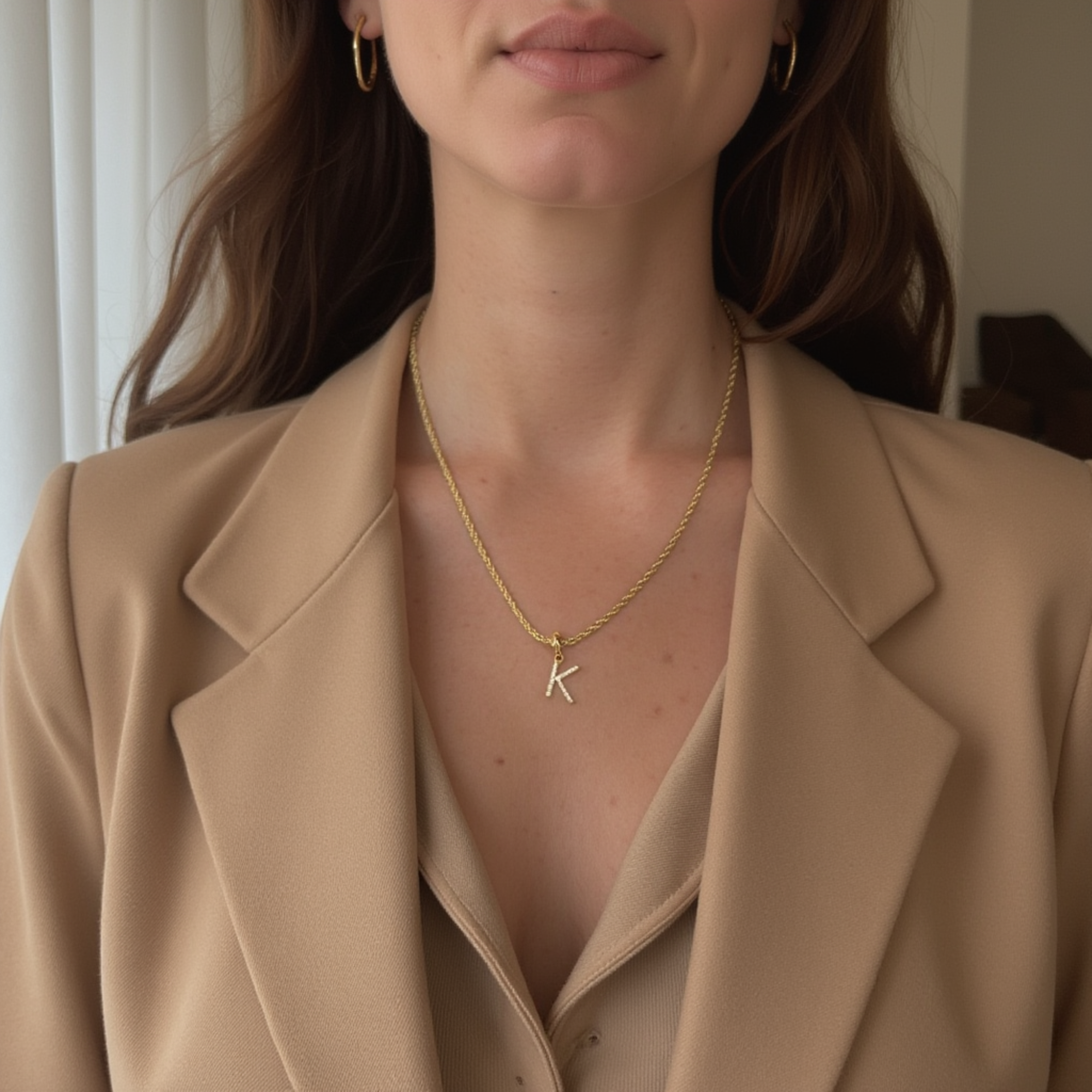 Pave´ Initial Charm Necklace