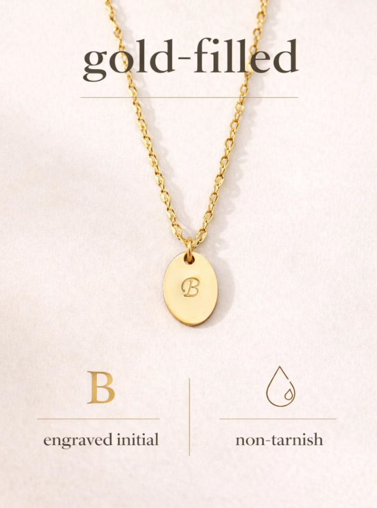 Oval Initial Pendant Necklace GF