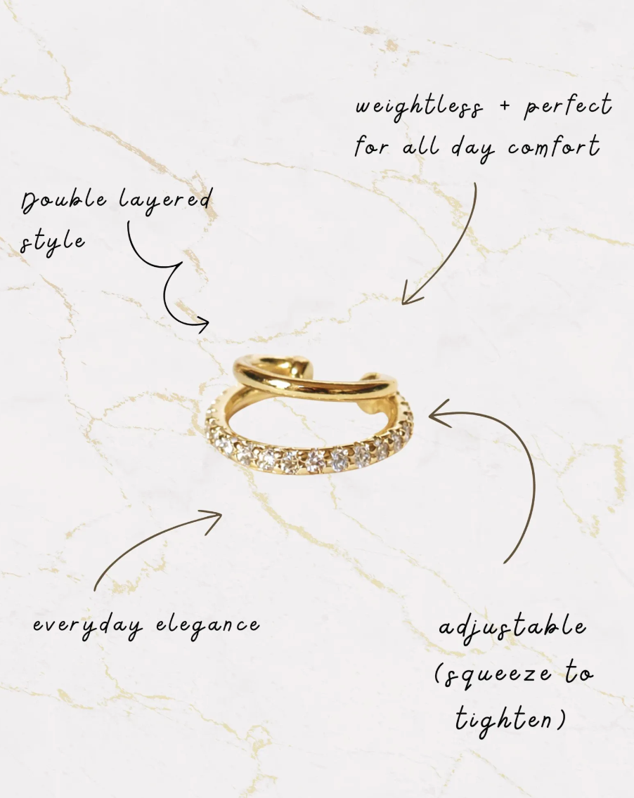 Double Layered Gold Ear Cuff (No Piercing Needed)