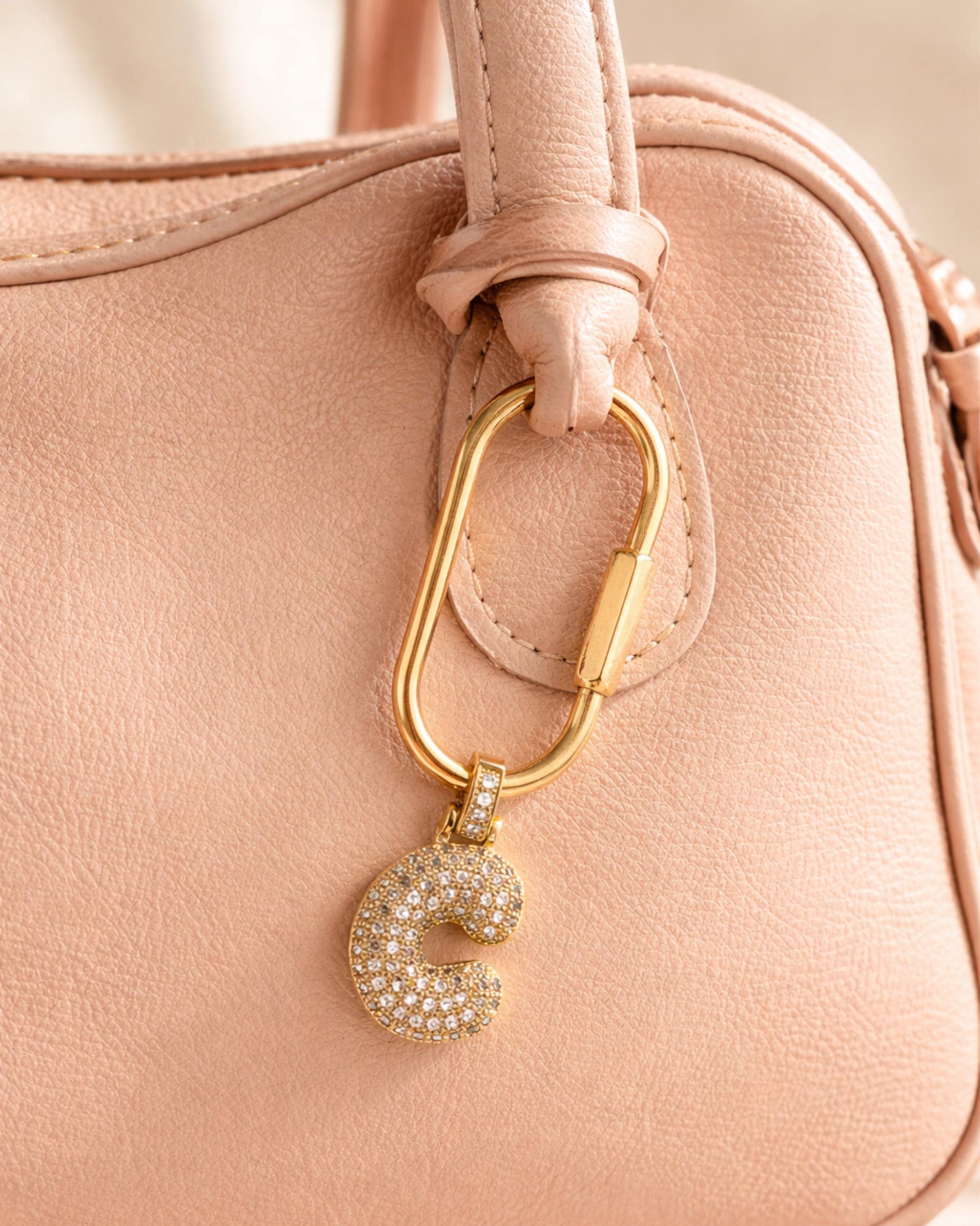 Personalized Initial Bag Charm for Bridesmaids, Gold Letter Carabiner Charm, Bridal Party Gift, Purse Accessory