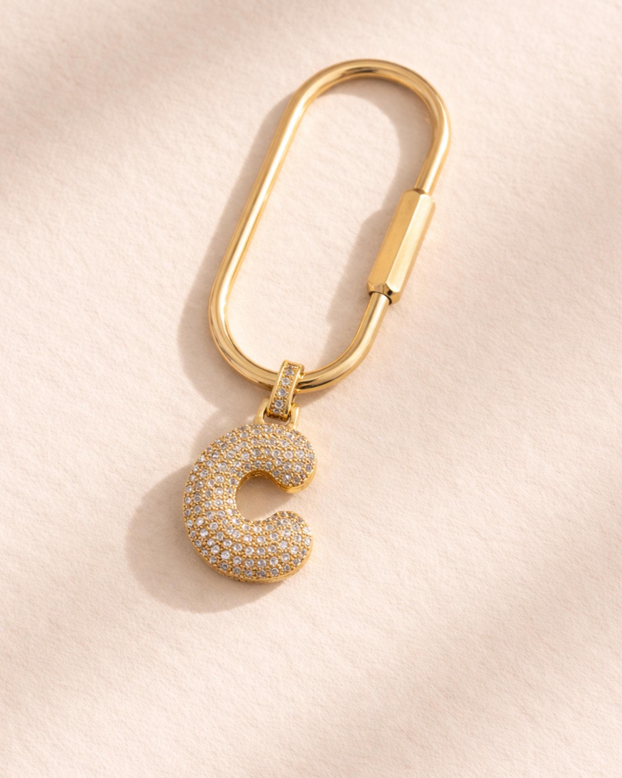 Personalized Initial Bag Charm for Bridesmaids, Gold Letter Carabiner Charm, Bridal Party Gift, Purse Accessory