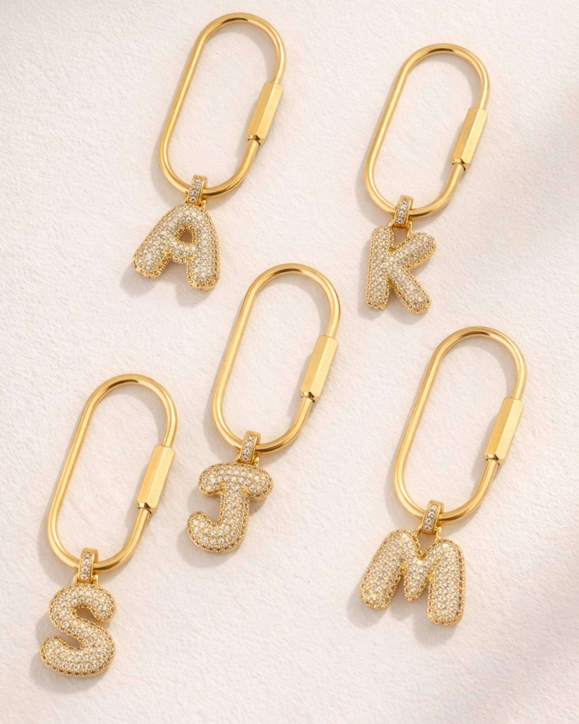 Personalized Initial Bag Charm for Bridesmaids, Gold Letter Carabiner Charm, Bridal Party Gift, Purse Accessory