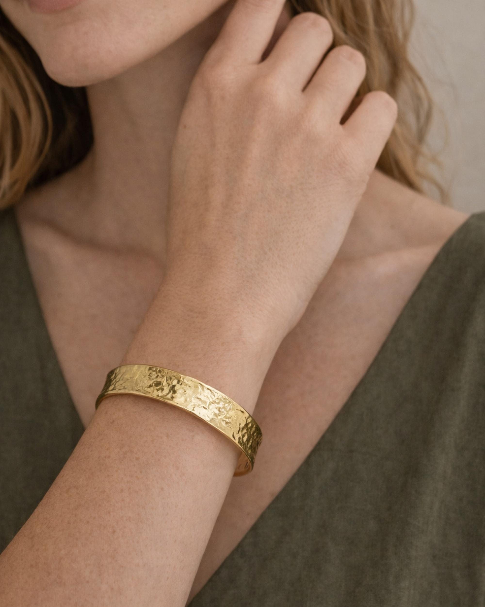 Wide Gold Cuff Bracelet, Hammered Minimalist Statement Jewelry, Bold Gold Bracelet for Women, Everyday Luxury Gift