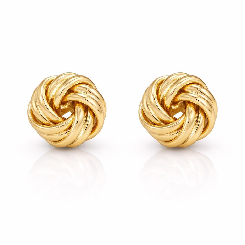 Bridal Party Earrings Gold Knot Design Wedding Jewelry Collection Bridesmaid Thank You Gift Special Message Box Maid Honor Present Dainty Gold Studs Elegant Accessory Wedding Day Jewelry Appreciation Token Chic Simple Style Matrimony