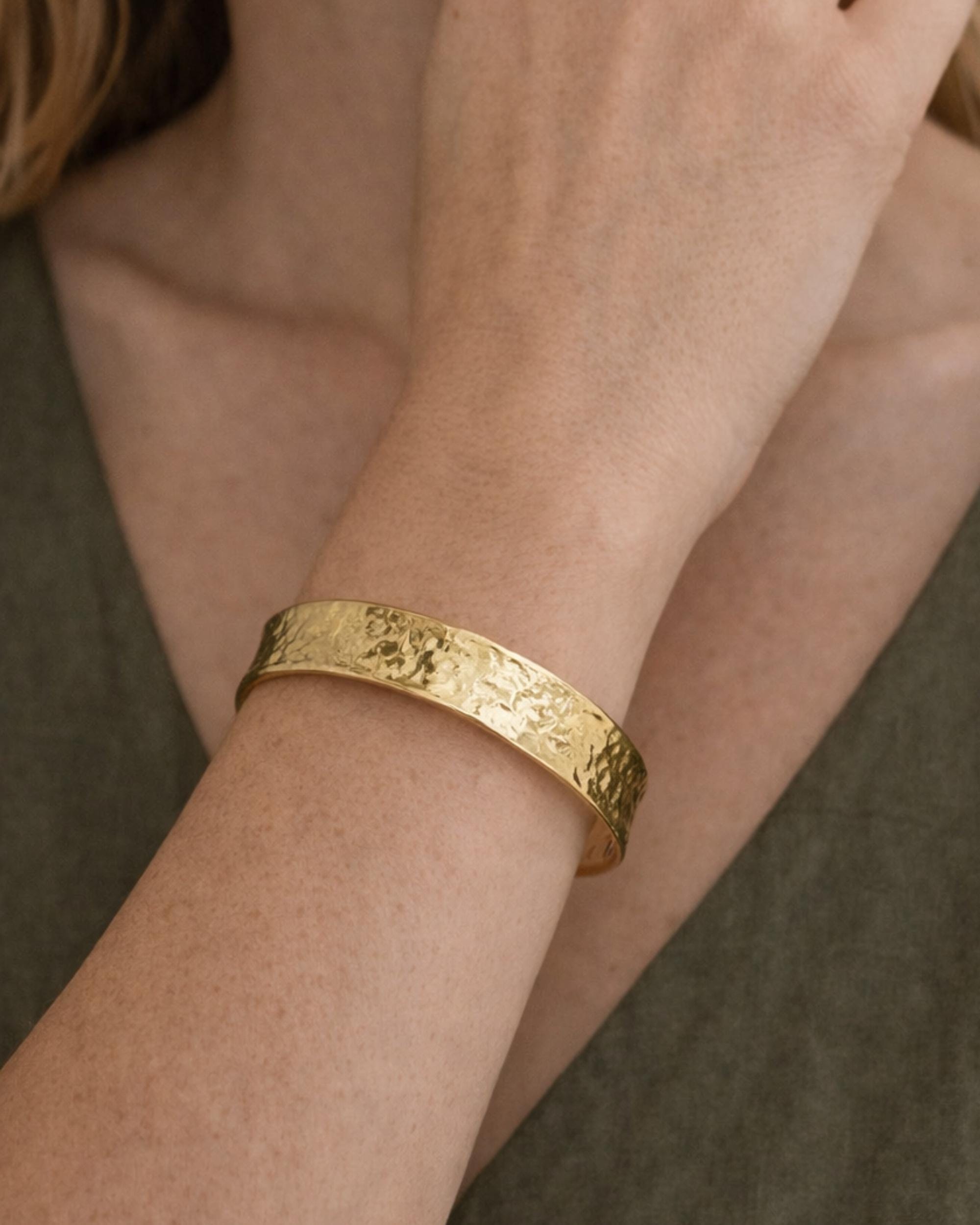Wide Gold Cuff Bracelet, Hammered Minimalist Statement Jewelry, Bold Gold Bracelet for Women, Everyday Luxury Gift