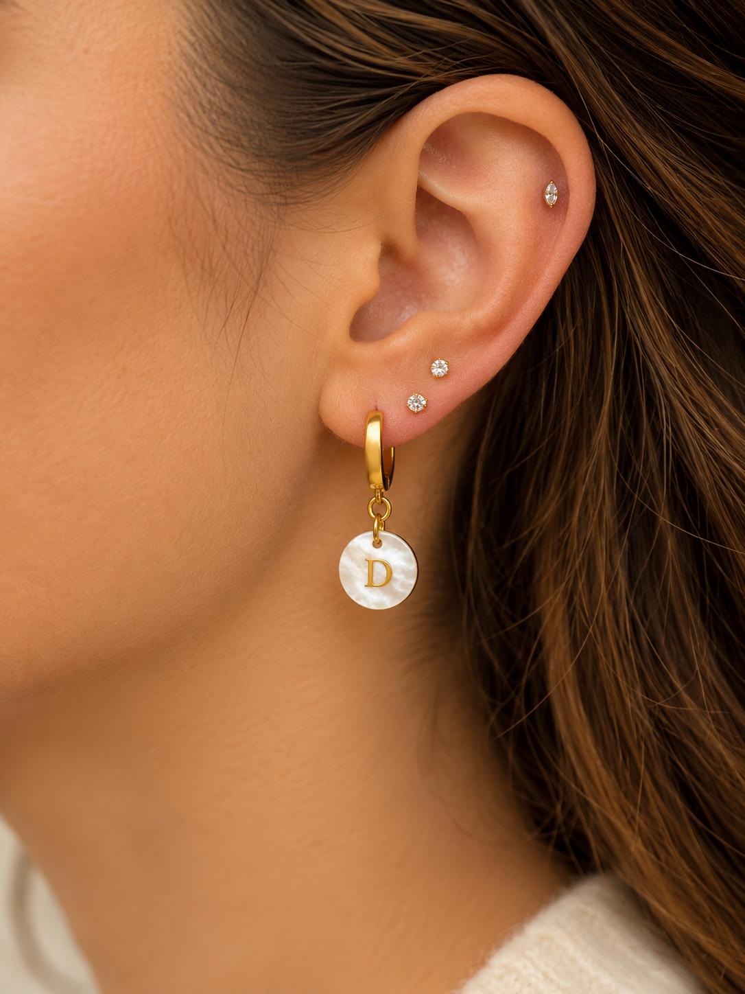 Pearl Initial Earrings for Bridesmaids, Personalized Bridal Party Jewelry, Gold Hoop Letter Earrings, Bridesmaid Proposal Gift