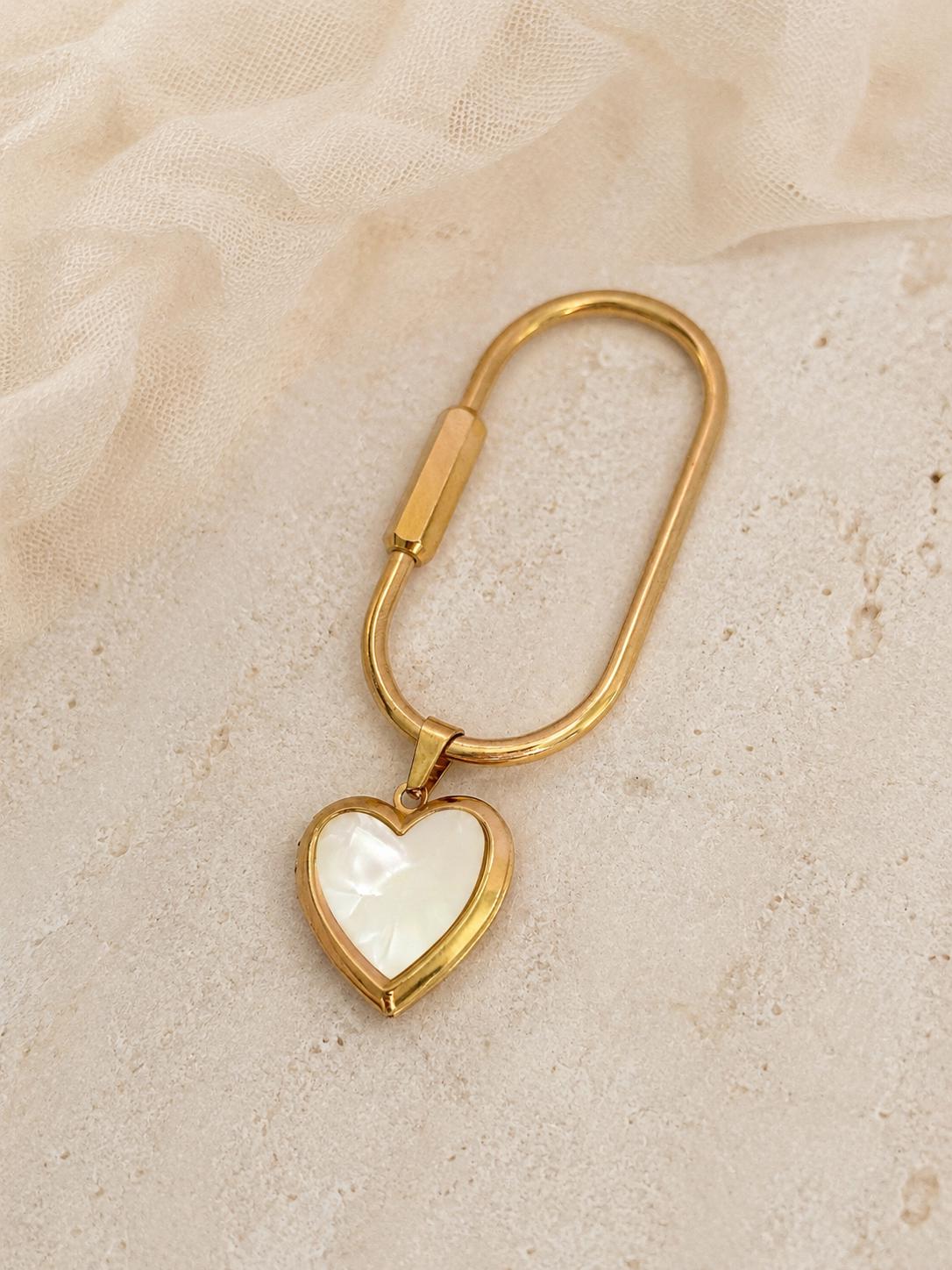 Pearl Heart Locket Bag Charm, Quiet Luxury Purse Accessory, Feminine Handbag Jewelry, Girlfriend Gift