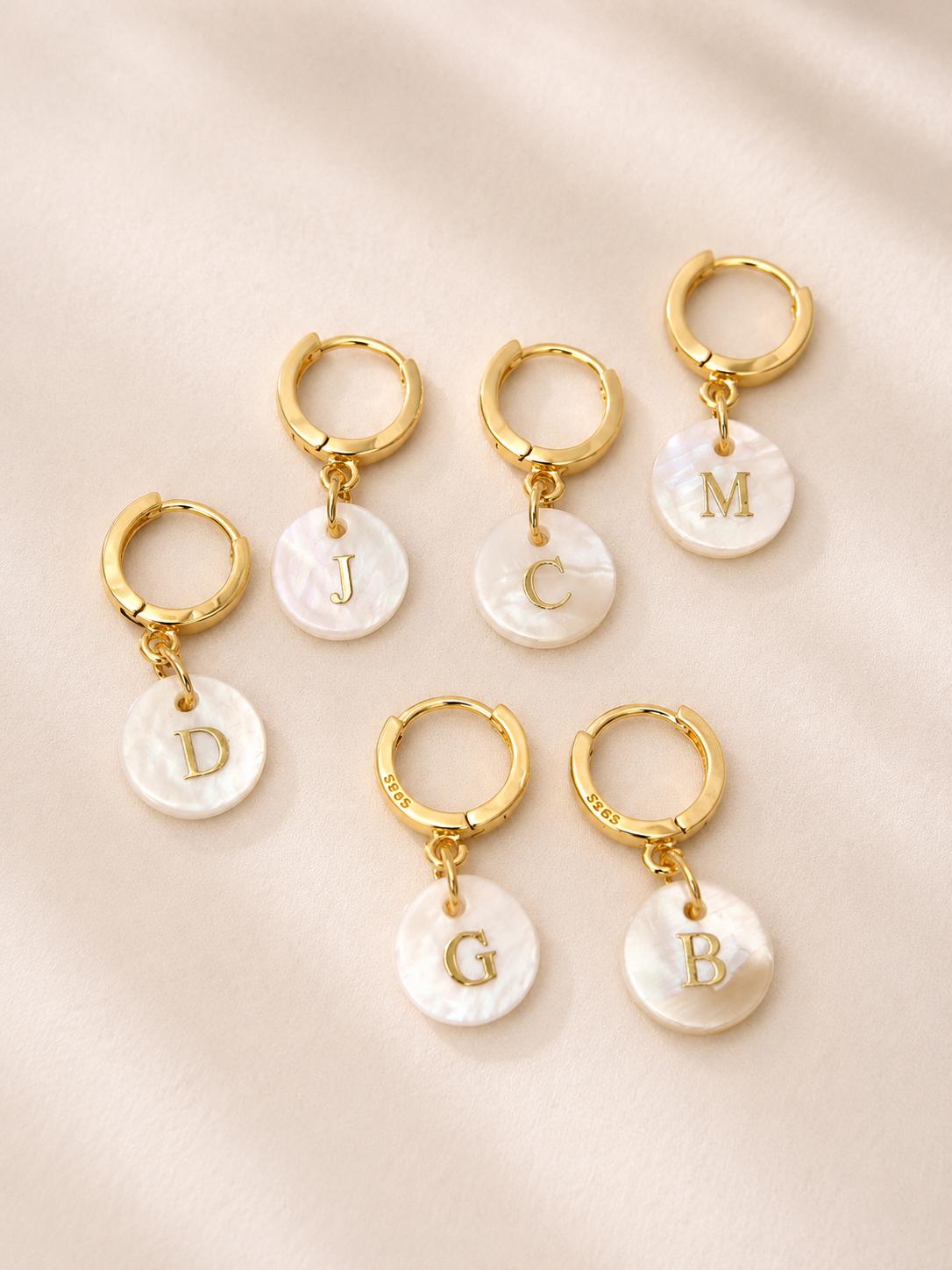 Pearl Initial Earrings for Bridesmaids, Personalized Bridal Party Jewelry, Gold Hoop Letter Earrings, Bridesmaid Proposal Gift