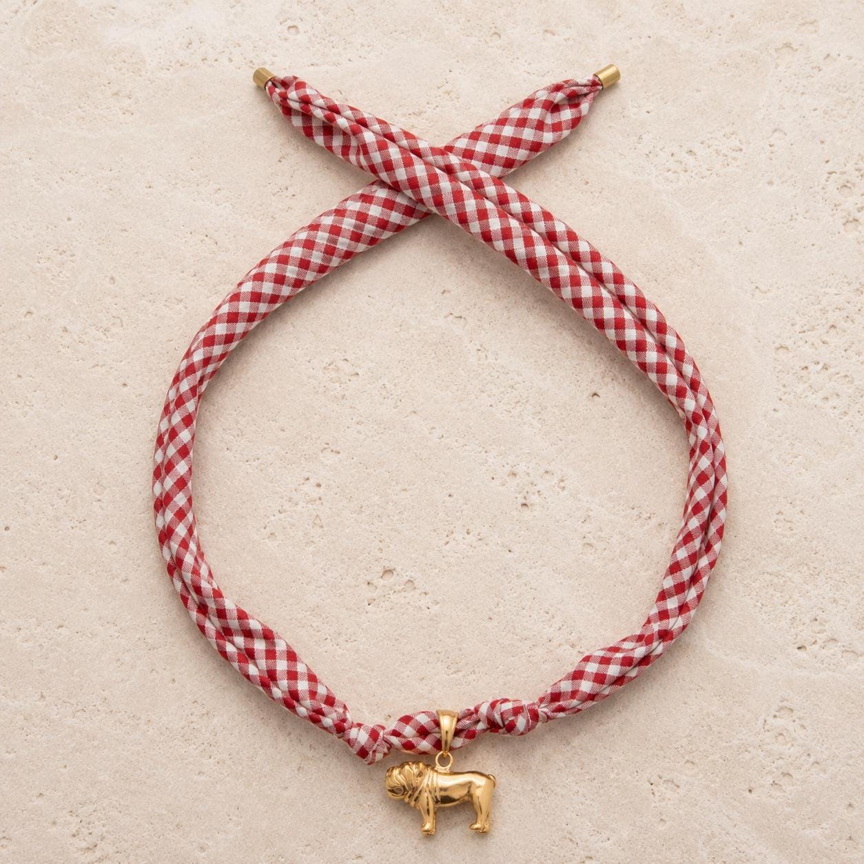 Checkered Fabric Choker Adjustable Scarf Necklace Gingham Pattern Red White Design Pendant Charm Jewelry Gameday Outfit Accessory College Football Stadium Fashion Tailgate Party Essential Team Spirit Necklace Bandana Style Choker Stainless