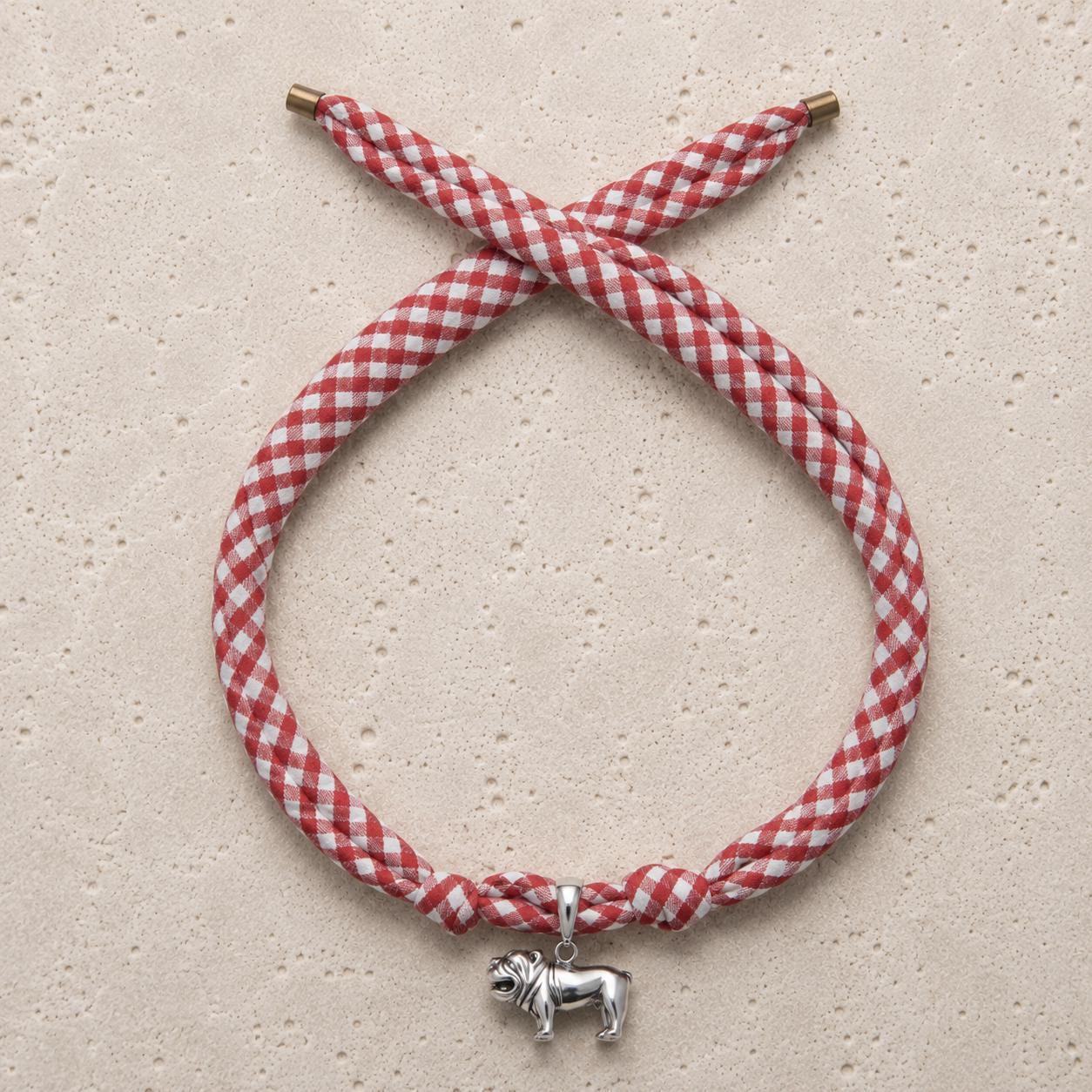 Bulldogs Gameday Necklace Scarf Choker Adjustable Jewelry Gingham Fabric Checkered Bandana Accessory Tailgate Party Outfit College Football