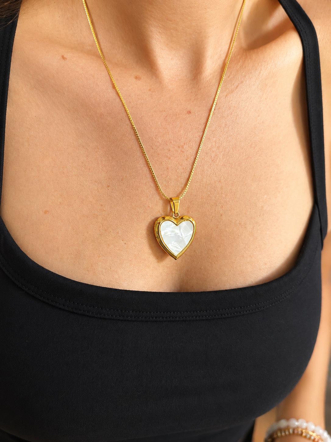 Custom Photo Locket Pearl Heart Memorial Necklace Picture Inside Personalized Jewelry Remembrance Gift Sympathy Bereavement Memory Keepsake
