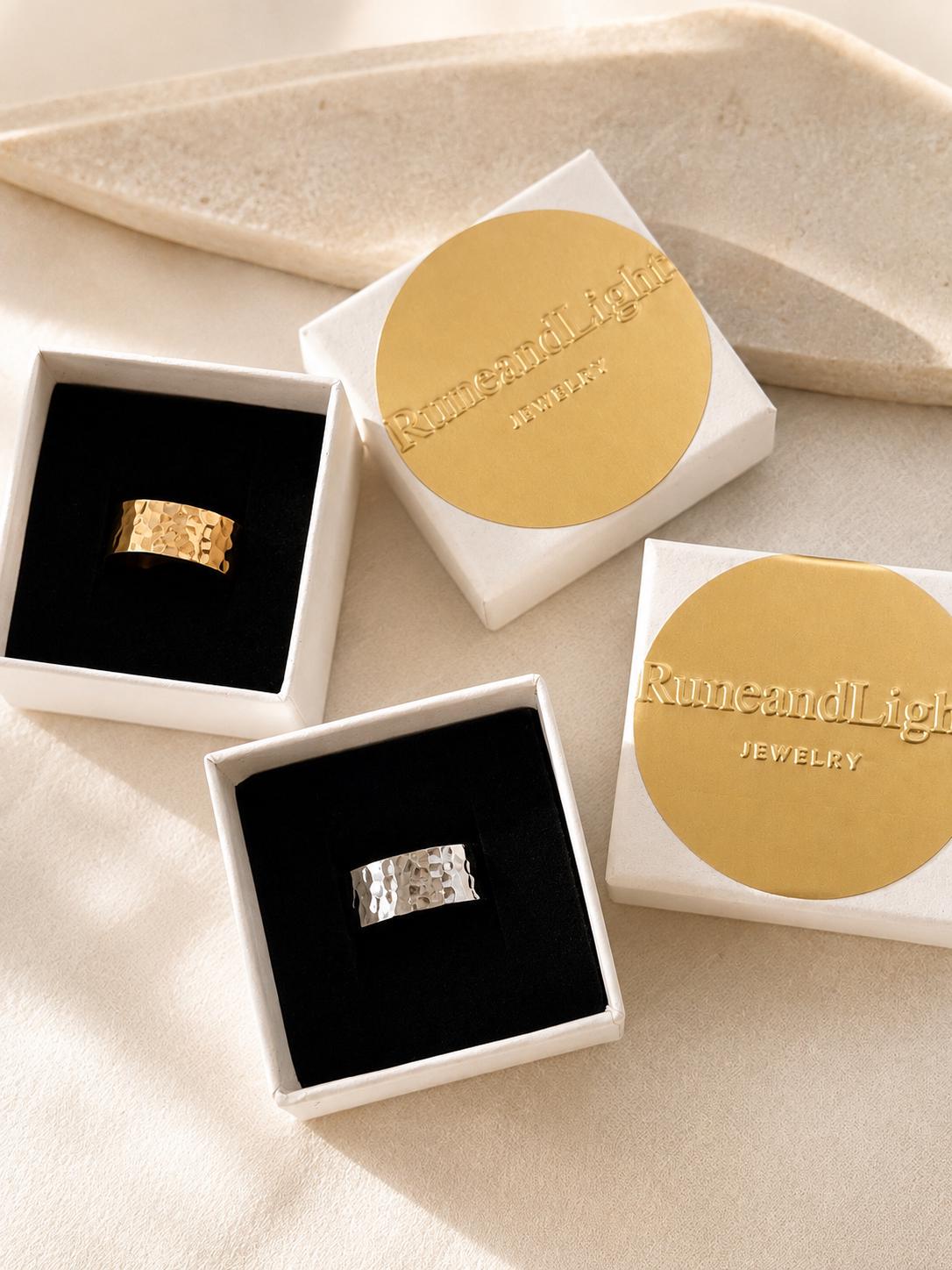 Hammered Band Ring Wide Stainless Steel Jewelry Cigar Band Statement Women Fashion Accessory Minimalist Everyday Wear Gift Hypoallergenic