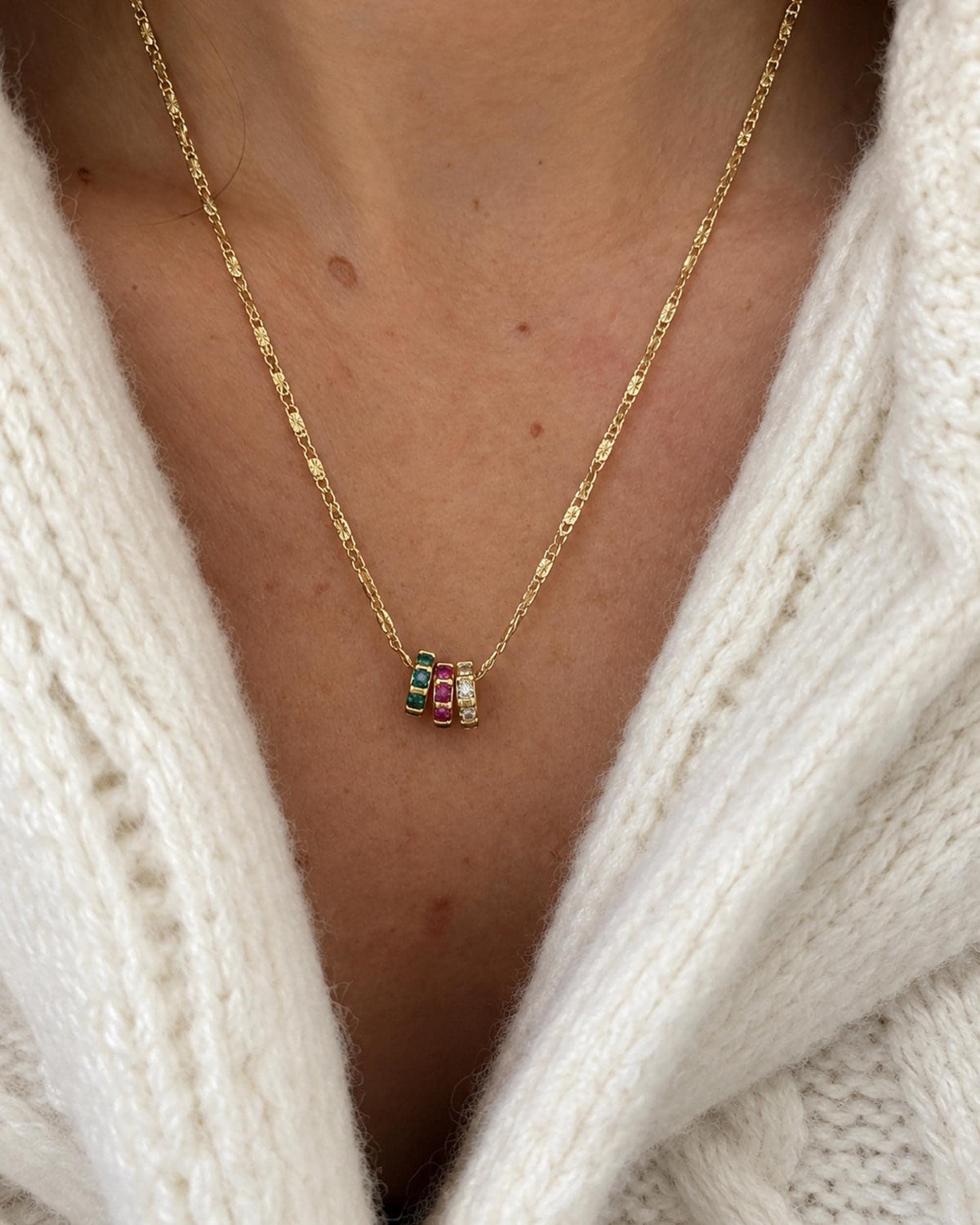 Personalized Family Birthstone Necklace Gold Pendant Jewelry Multi Stone Circle Ring Slider Charm Mom Gift Personalized Grandmother Keepsake Collection Birth Month Selection Custom Meaningful Design Anniversary Wife Present Beautiful