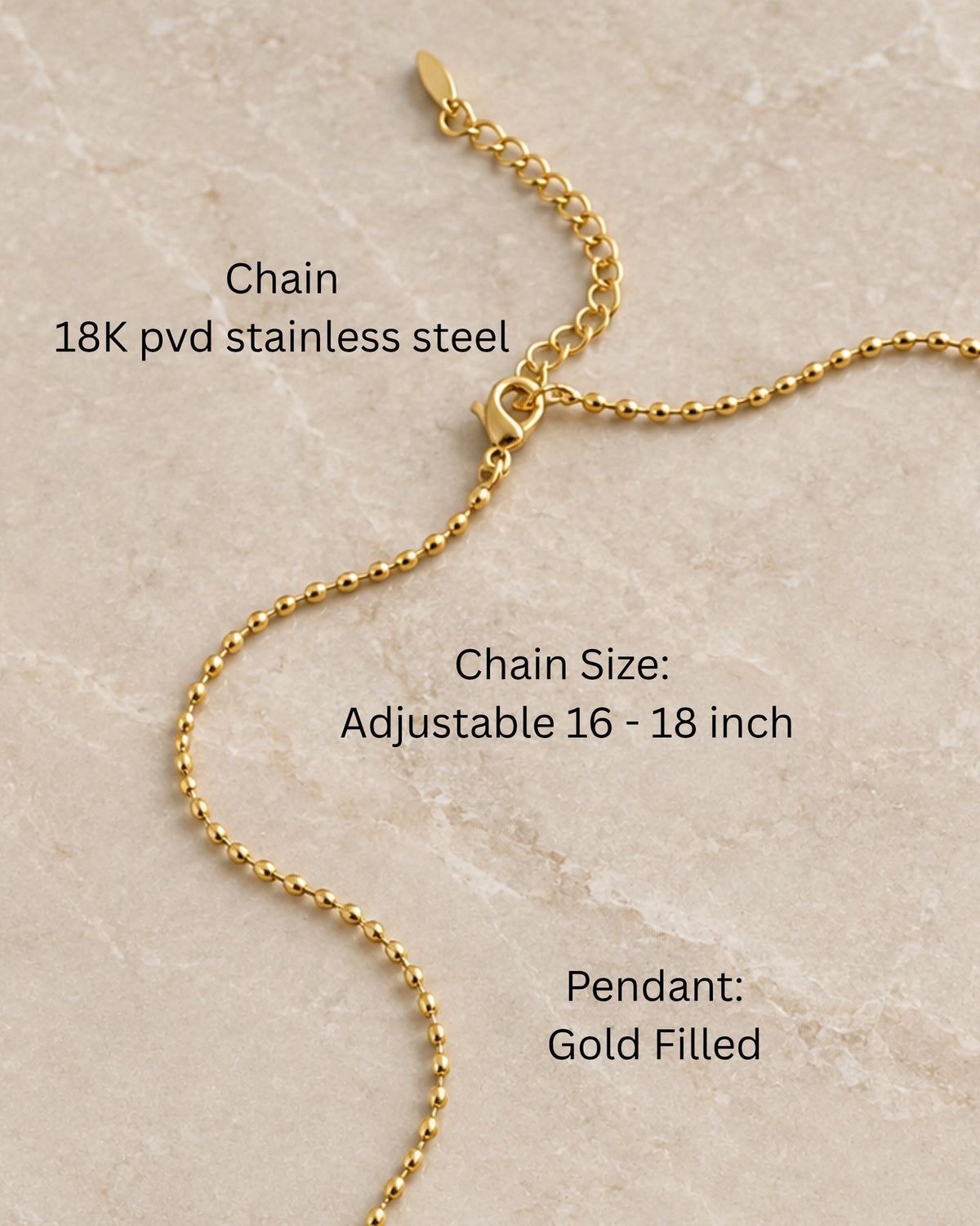 Gold Filled Oval Crystal Charm Necklace: Adjustable Ball Chain, Minimalist Layering Piece