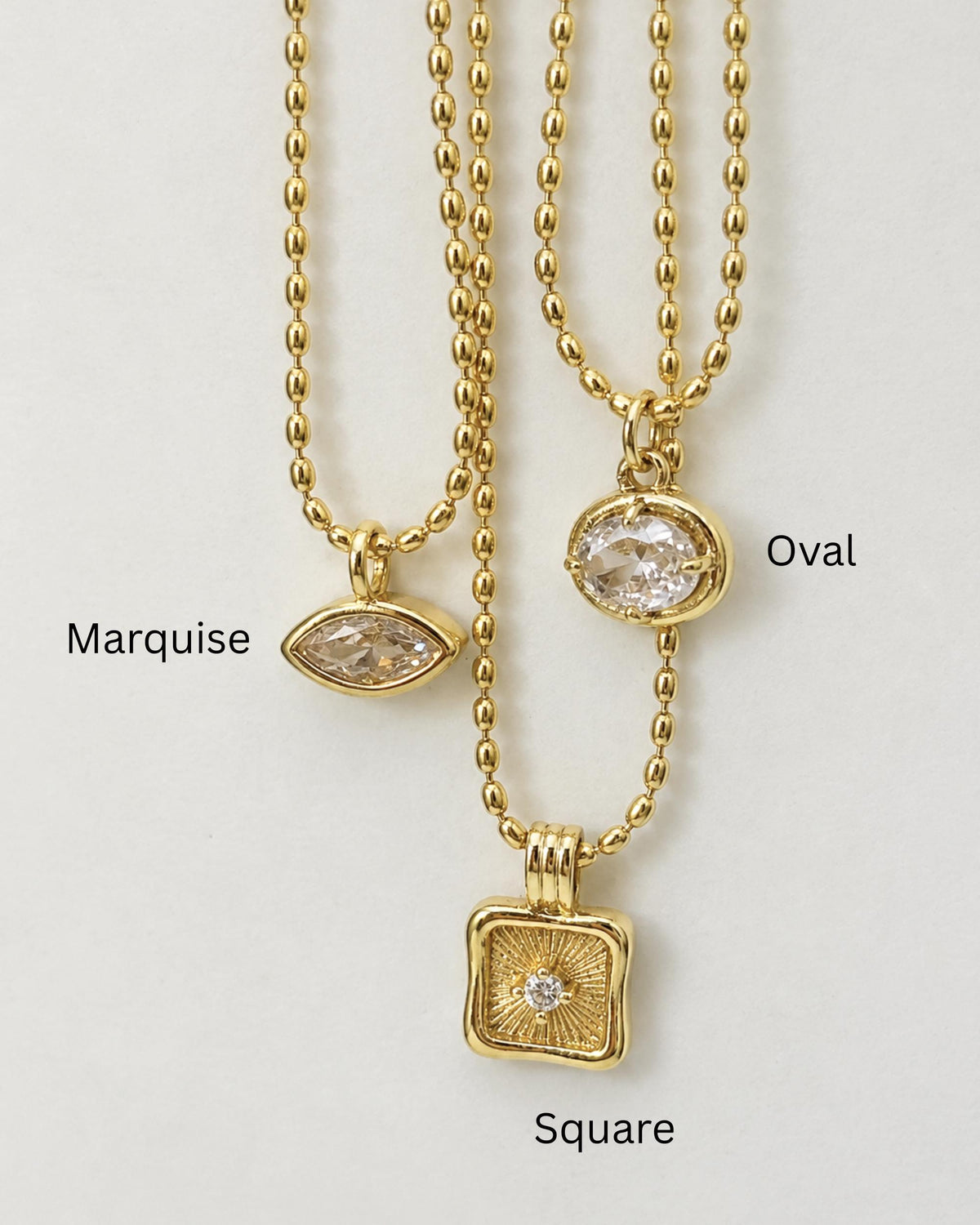 Layering Jewelry Piece Dainty Gold Necklace Ball Chain Design Crystal Charm Pendant Minimalist Style Women Everyday Wear Adjustable Length Stainless Steel Construction Bezel Set Diamond Charm Delicate Gift Option Bridesmaid Present