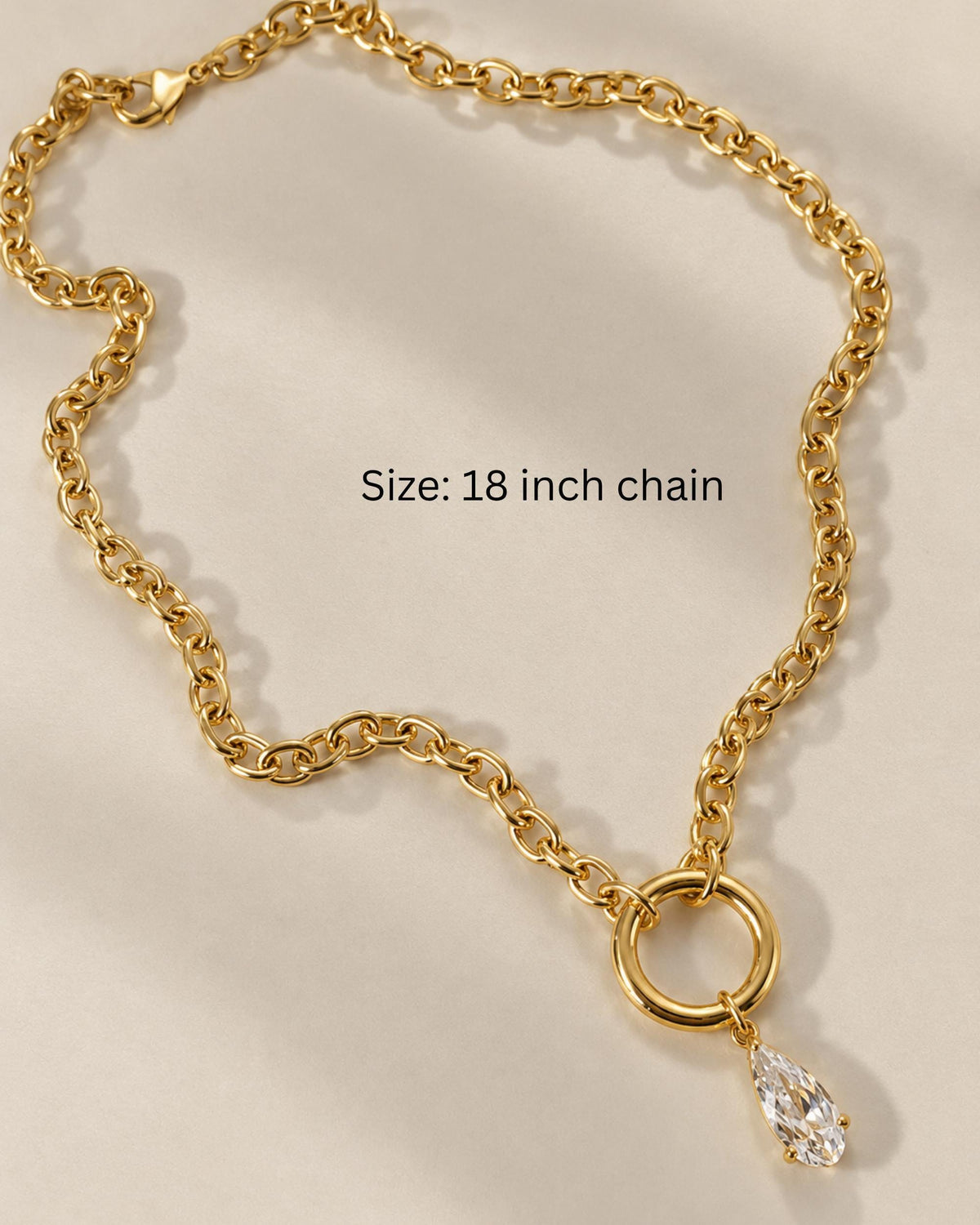 Charm Holder Pendant Crystal Teardrop Statement Jewelry Layering Piece Chunky Link Style Bridesmaid Gift Bridal Party Wedding Accessory Woman Anniversary Present Elegant Design Everyday Wear CZ Crystal Details Beautiful Fashion Collection