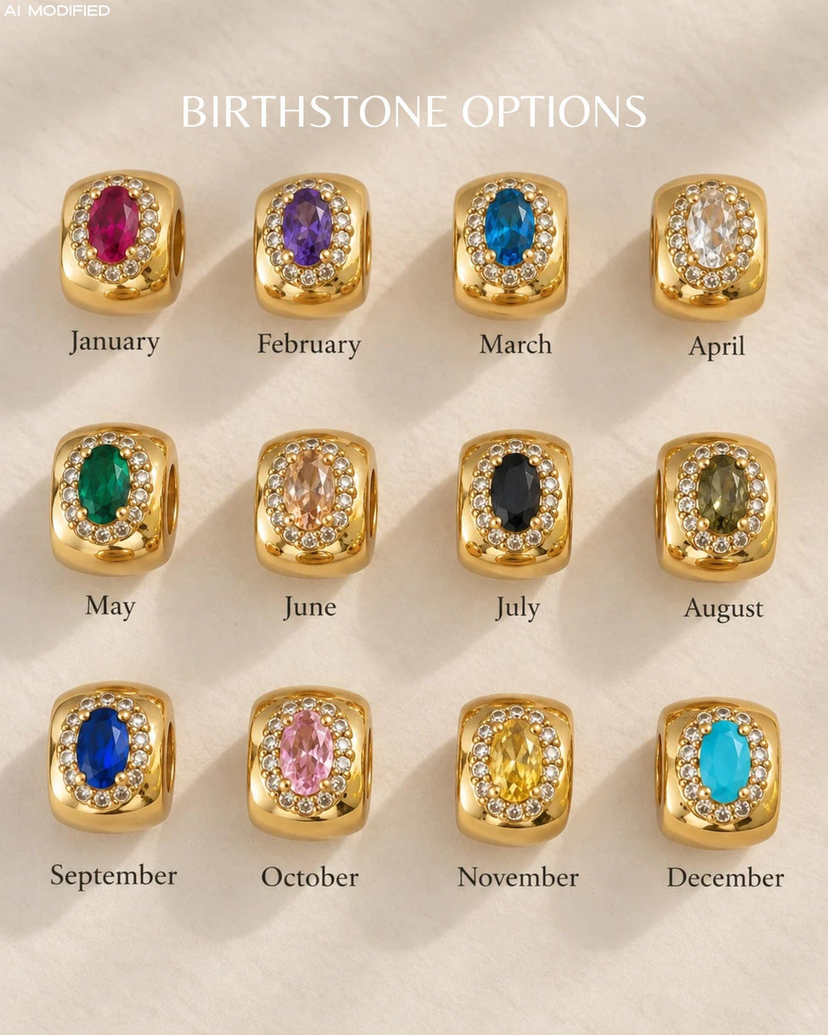 Birthstone Charm Bracelet Adjustable Gold Cuff Bangle Slider Bead Personalized Jewelry Custom Mom Gift Women Family Set Gemstone Band