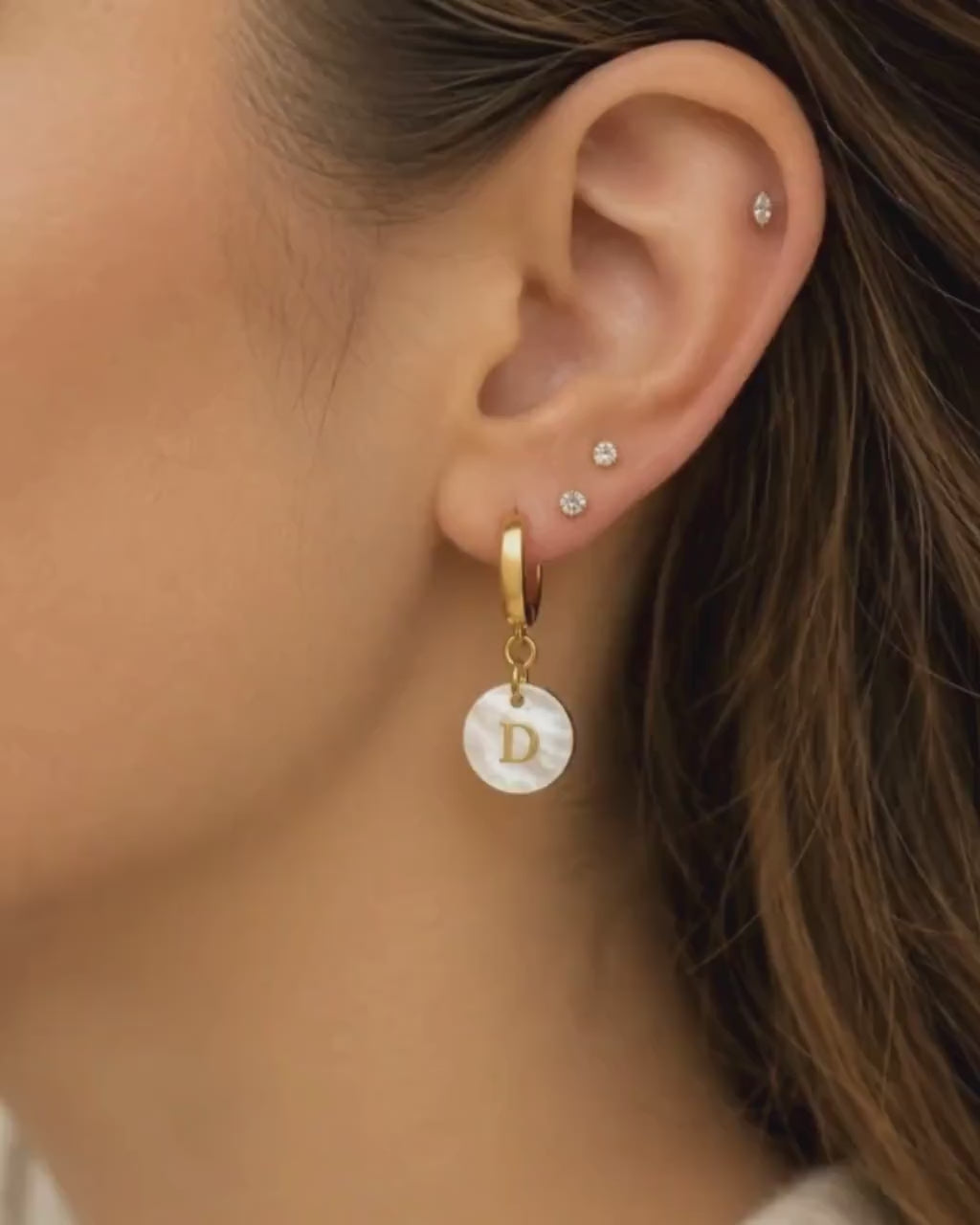 Pearl Initial Earrings for Bridesmaids, Personalized Bridal Party Jewelry, Gold Hoop Letter Earrings, Bridesmaid Proposal Gift