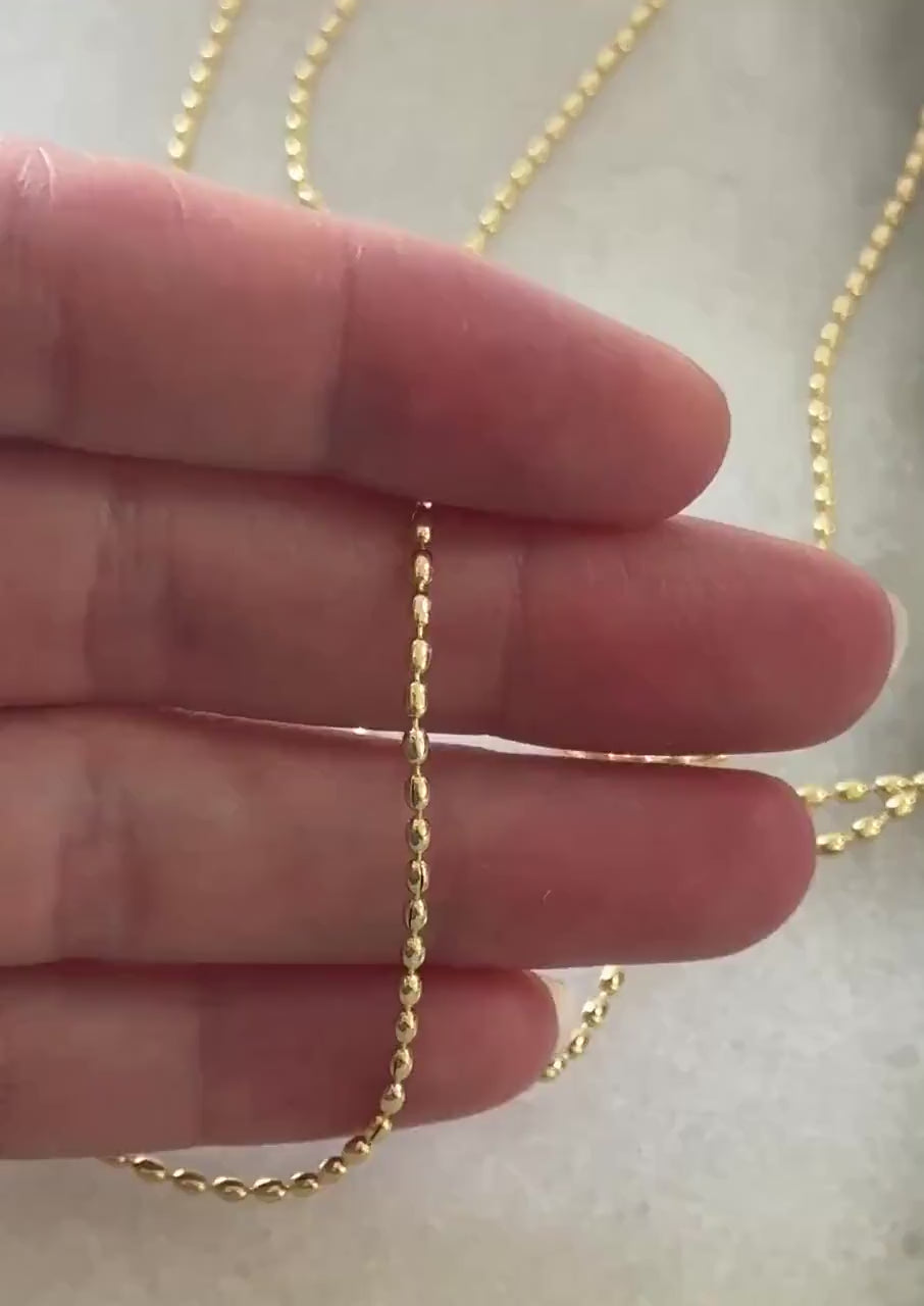 Gold Ball Chain Necklace Women Everyday Wear Waterproof Jewelry Minimal Style Oval Bead Choker Length Adjustable Never Tarnish Resistant