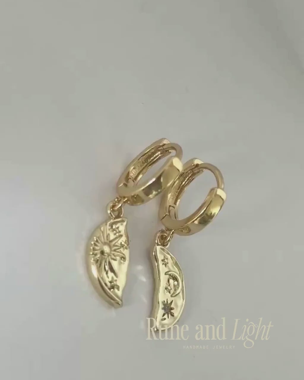 Crescent Moon Earring Gold Huggie Hoop Dangle Charm Pendant Sun Star Celestial Jewelry Gift Women Everyday Wear Lightweight Minimalist Boho