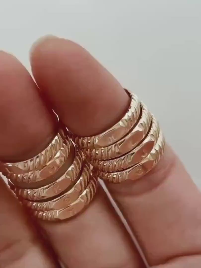 Ring Set Initial Signet Gold Filled Stacking Jewelry Set Personalized Gift Birthday Minimalist Design Custom Letter Monogram Dainty